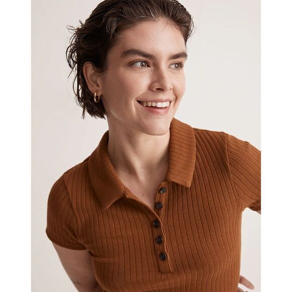NEW Madewell Ribbed Polo Knit Mini Dress, size L - Picture 6 of 11